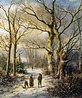 Woodgatherers in a Winter Forest by Hendrik Barend Koekkoek